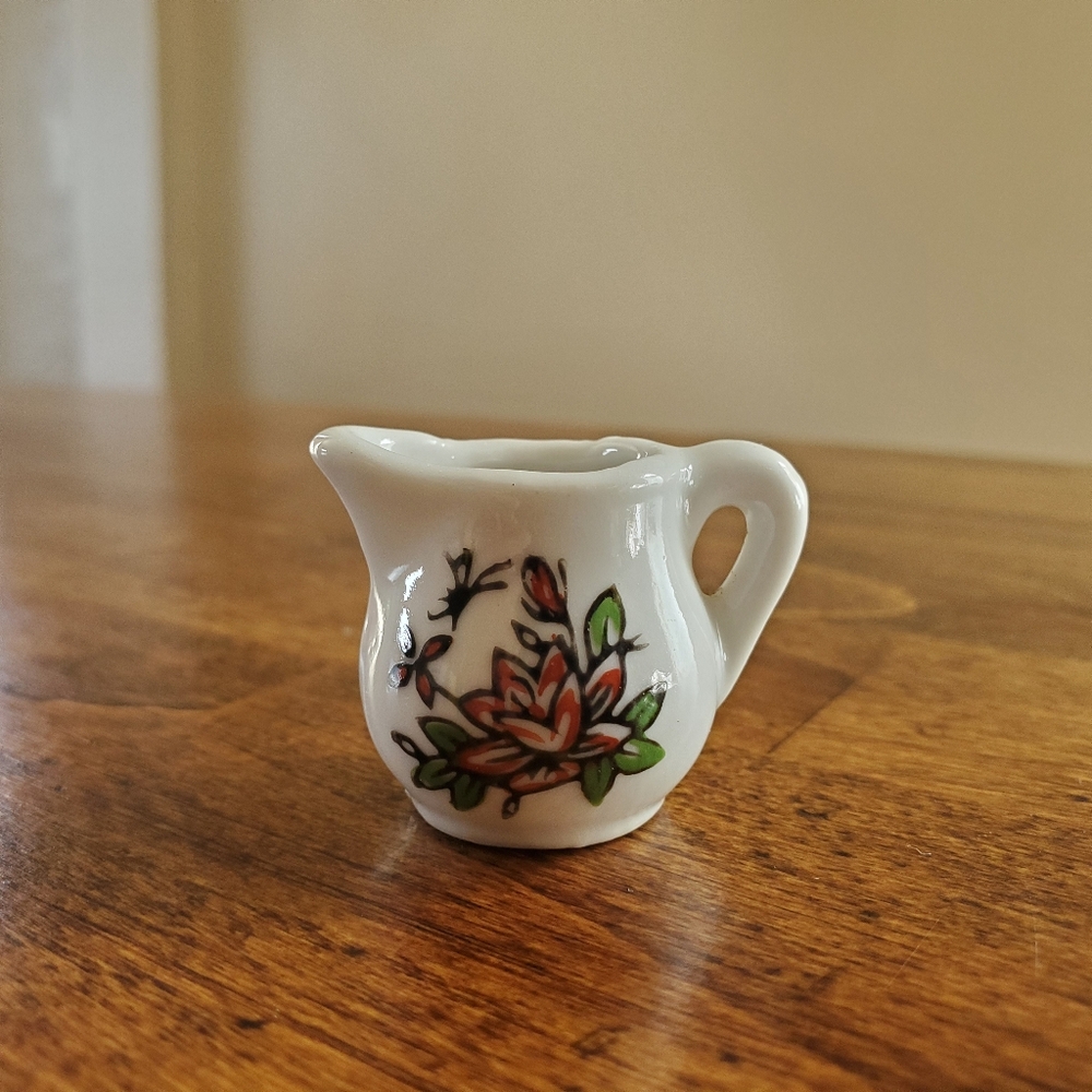 Hand Painted Floral Miniature Pitcher - Made in Japan